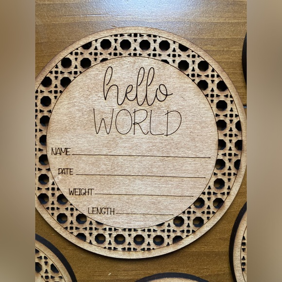 Baby Birth Announcement & Monthly Milestone Cute Wooden Rattan Cards - Picture 2 of 4